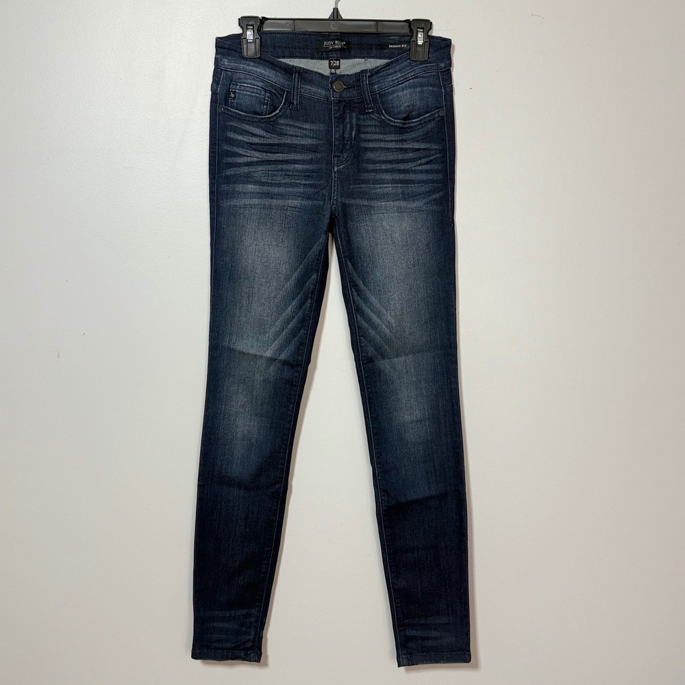 Judy Blue Skinny Fit Jeans Women 7/28 Dark Wash Whiskering Stretch